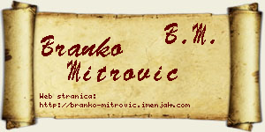 Branko Mitrović vizit kartica